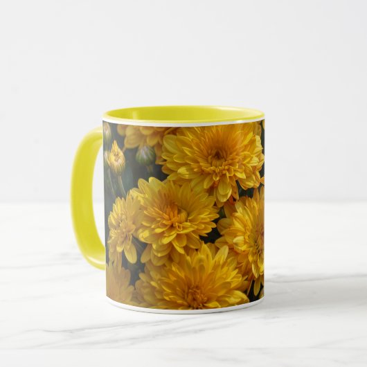 Felle Gele Mum Bloemen Bloemstuk Mok (Voorkant links)