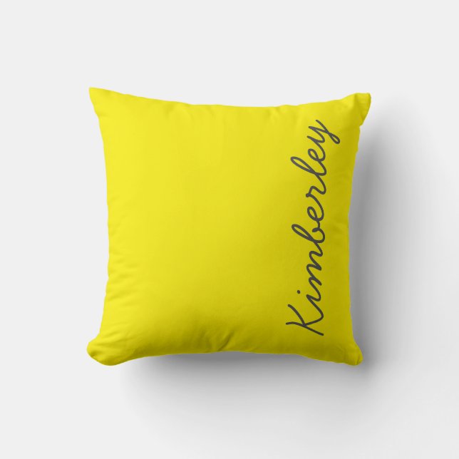 Felle gele neon monogram trendy modieuze kleuren kussen (Voorkant)