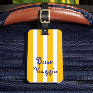 Felle Gele Oranje Strepen Buon Viaggio Bagagelabel