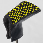 Felle gele putterhoes met zwarte stippen golfheadcover (3/4 voorkant)