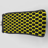 Felle gele putterhoes met zwarte stippen golfheadcover (Voorkant)