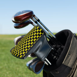 Felle gele putterhoes met zwarte stippen golfheadcover