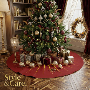 Felle Gele Schitterende Ster Mark Kerstmis Rood Kerstboom Rok
