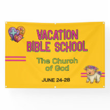 Felle Gele Vakantie Bijbel School Kerk Banner