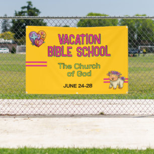 Felle Gele Vakantie Bijbel School Kerk Banner