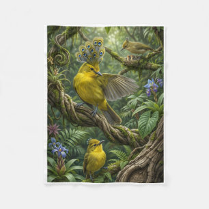Felle Gele Vogels Tropisch Regenwoud Natuur Fle Fleece Deken