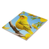 Felle Gele Zangvogel op een Tak Tegeltje (Zijkant)