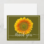 Felle Gele Zonnebloem Groene Achtergrond Dank Je Briefkaart (Voorkant / Achterkant)