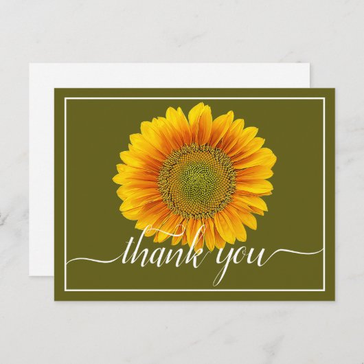 Felle Gele Zonnebloem Groene Achtergrond Dank Je Briefkaart (Voorkant / Achterkant)