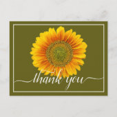 Felle Gele Zonnebloem Groene Achtergrond Dank Je Briefkaart (Voorkant)