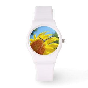 Felle Gele Zonnebloem Horloges Zonovergoten Gloeie