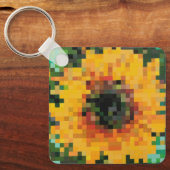 Felle gele zonnebloem in pixel art sleutelhanger (Voorkant)