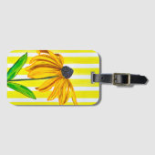 Felle Gele Zonnebloem & Strepen Reizen Bagagelabel (Voorkant (horizontaal))
