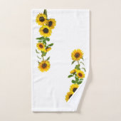 Felle Gele Zonnebloemen op Wit Bad Handdoek (Handdoek)