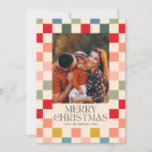 Felle geruite lijst Kerst foto  Feestdagenkaart (Voorkant)