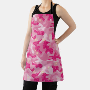 Felle glans roze camouflage chic camo liefhebbers schort