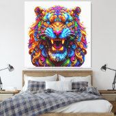 felle gloeiende tijger canvas afdruk (Insitu (Slaapkamer))