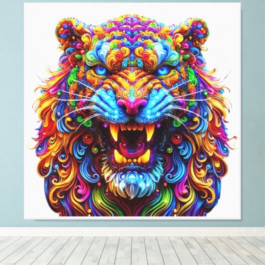 felle gloeiende tijger canvas afdruk (Insitu (Houten vloer))