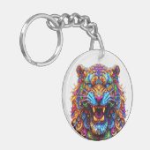 felle gloeiende tijger sleutelhanger (Voorkant Links)