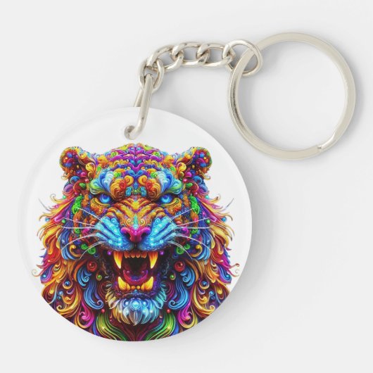 felle gloeiende tijger sleutelhanger (Achterkant)