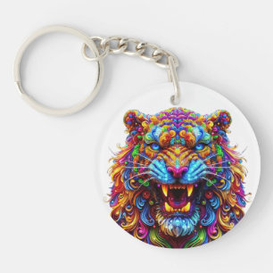 felle gloeiende tijger sleutelhanger