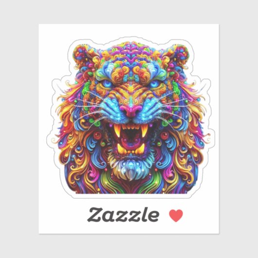 felle gloeiende tijger sticker (Vel)