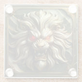 Felle Gouden Leeuw met Blazende Rode Ogen Glazen Onderzetter (Achterkant)