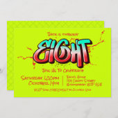 Felle Graffiti Acht Uitnodiging (Voorkant / Achterkant)