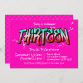 Felle Graffiti Dertien Uitnodiging (Voorkant / Achterkant)