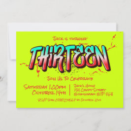 Felle Graffiti Dertien Uitnodiging