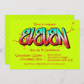 Felle Graffiti Elf Uitnodiging (Voorkant / Achterkant)