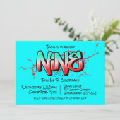 Felle Graffiti Negen Uitnodiging (Staand voorkant)