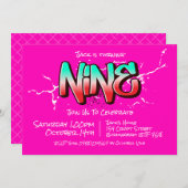 Felle Graffiti Negen Uitnodiging (Voorkant / Achterkant)