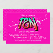 Felle Graffiti Tien Uitnodiging (Voorkant / Achterkant)