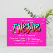 Felle Graffiti Twaalf Uitnodiging (Staand voorkant)