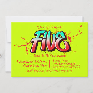 Felle Graffiti Vijf Uitnodiging