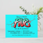 Felle Graffiti Vijf Uitnodiging (Staand voorkant)