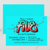 Felle Graffiti Vijf Uitnodiging (Voorkant / Achterkant)