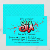 Felle Graffiti Zes Uitnodiging (Voorkant / Achterkant)