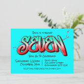 Felle Graffiti Zeven Uitnodiging (Staand voorkant)