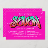 Felle Graffiti Zeven Uitnodiging (Voorkant / Achterkant)