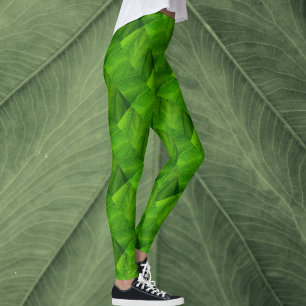 Felle groene bladeren natuurpatroon leggings
