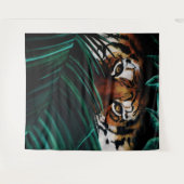 Felle Groene Jungle Tijger Ogen Wilde Natuur Blade Wandkleed (Voorkant (horizontaal))