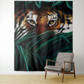Felle Groene Jungle Tijger Ogen Wilde Natuur Blade Wandkleed (In situ)