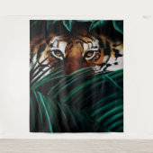 Felle Groene Jungle Tijger Ogen Wilde Natuur Blade Wandkleed (Voorkant)