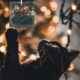 Felle Groene Jungle Tijgerogen Wilde Natuur Blader Glas Ornament