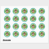 Felle Groene Poolparty Bedankt Ronde Sticker (Vel)