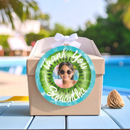 Felle Groene Poolparty Bedankt Ronde Sticker