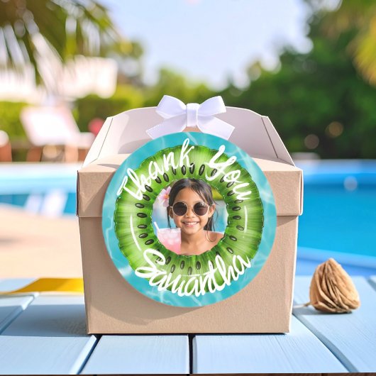 Felle Groene Poolparty Bedankt Ronde Sticker