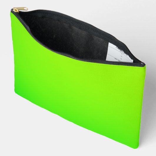 Felle groene ritssluitingstas met zwarte ritssluit etui (Open)